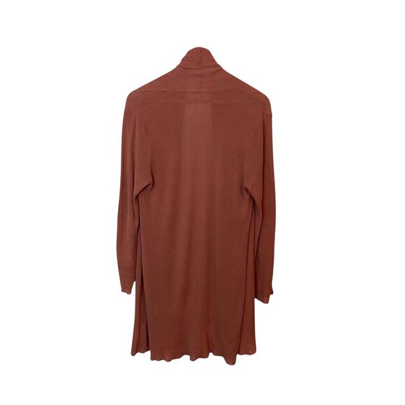 Eileen Fisher Coral Organic Linen Blend Long Open Front Cardigan Duster Size L - Picture 3 of 7